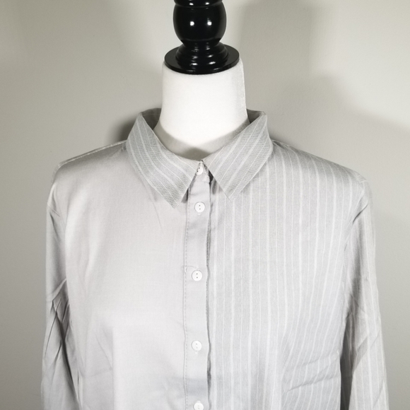 A Point Women's Stripped & Solid Button Down Shirt Dress Size L - Picture 2 of 9